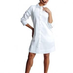 NEW PERLAVERA glenn denim mini dress in white washing